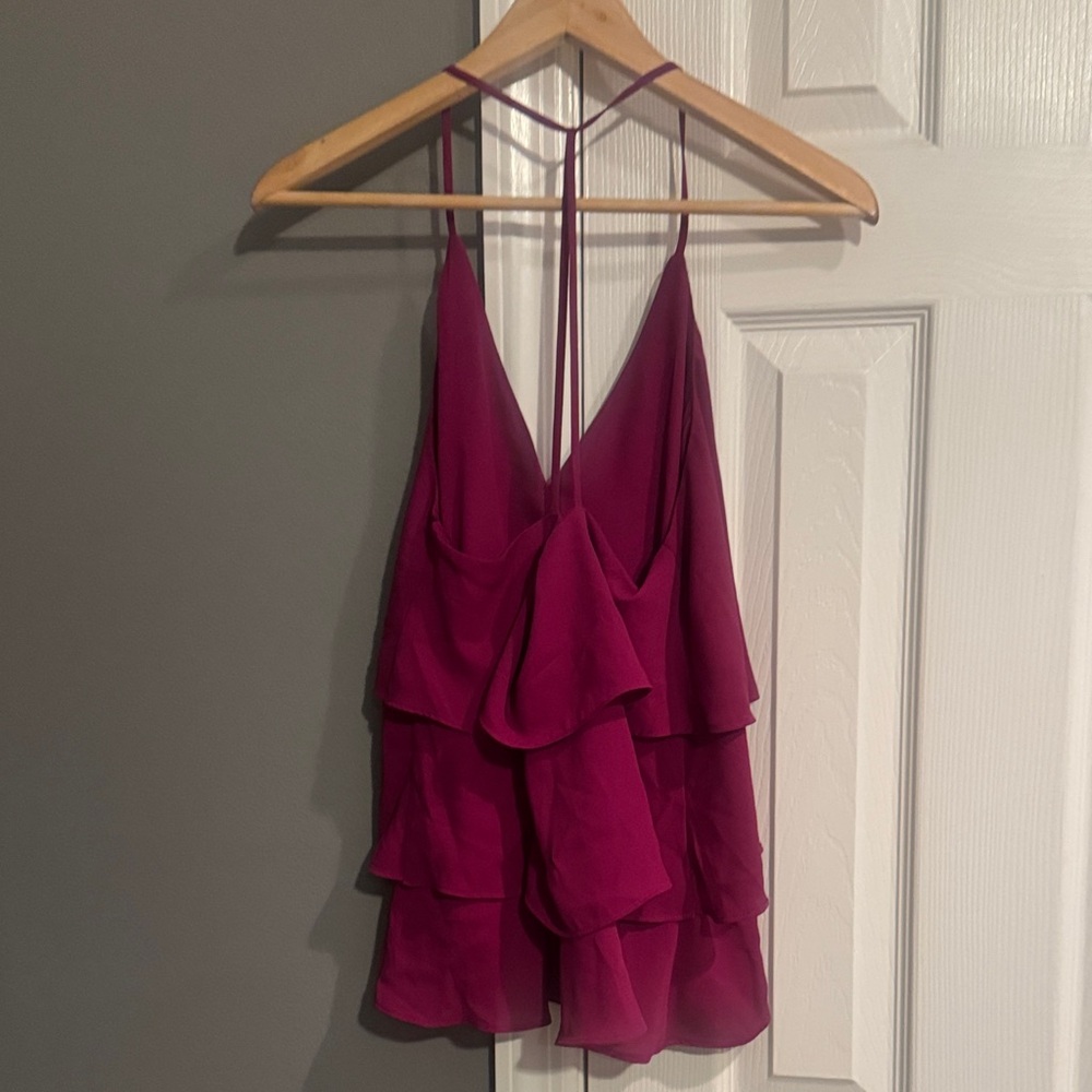 Express Magenta Layered Ruffle Cami - Picture 2 of 3